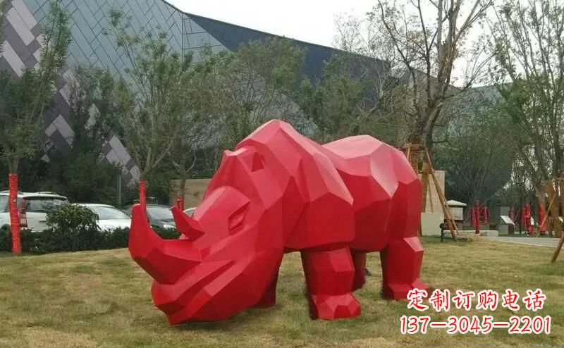 海南摩洛哥高端不锈钢犀牛雕塑