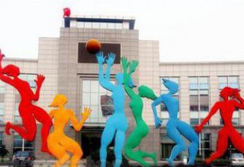 海南激情运动的写照不锈钢女孩打篮球雕塑