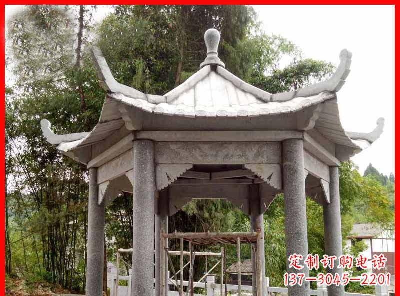 海南复古公园石凉亭雕塑