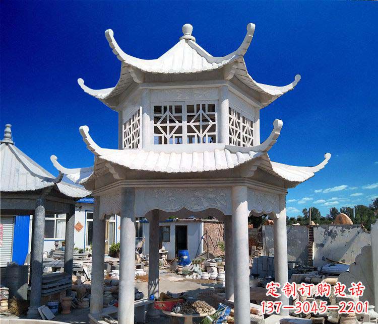 海南大理石双层凉亭雕塑