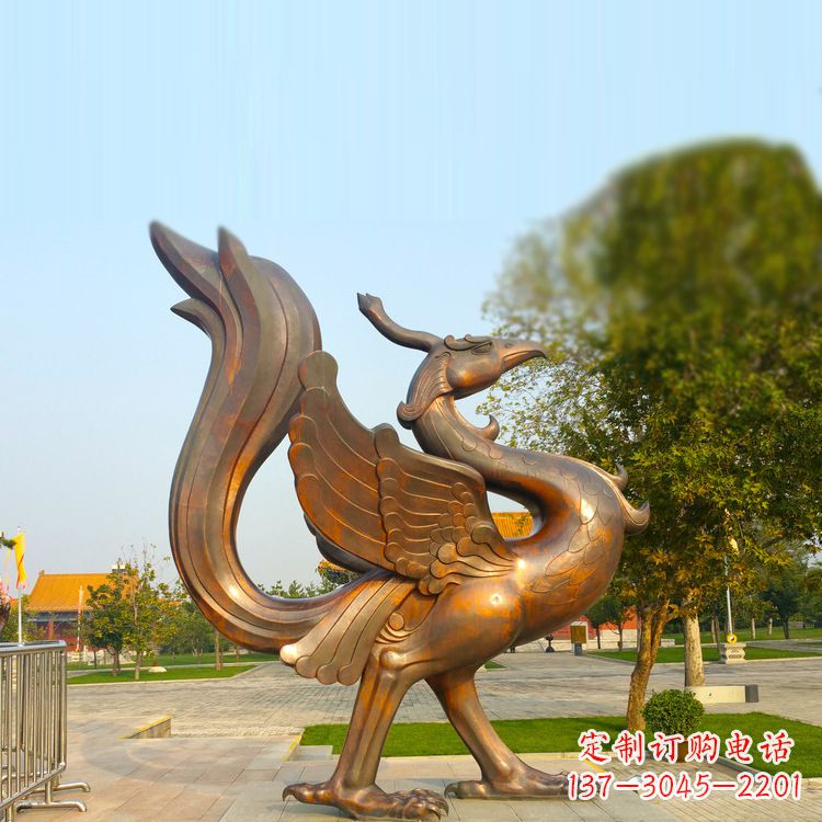 海南纯铜铸造的四灵之朱雀雕塑