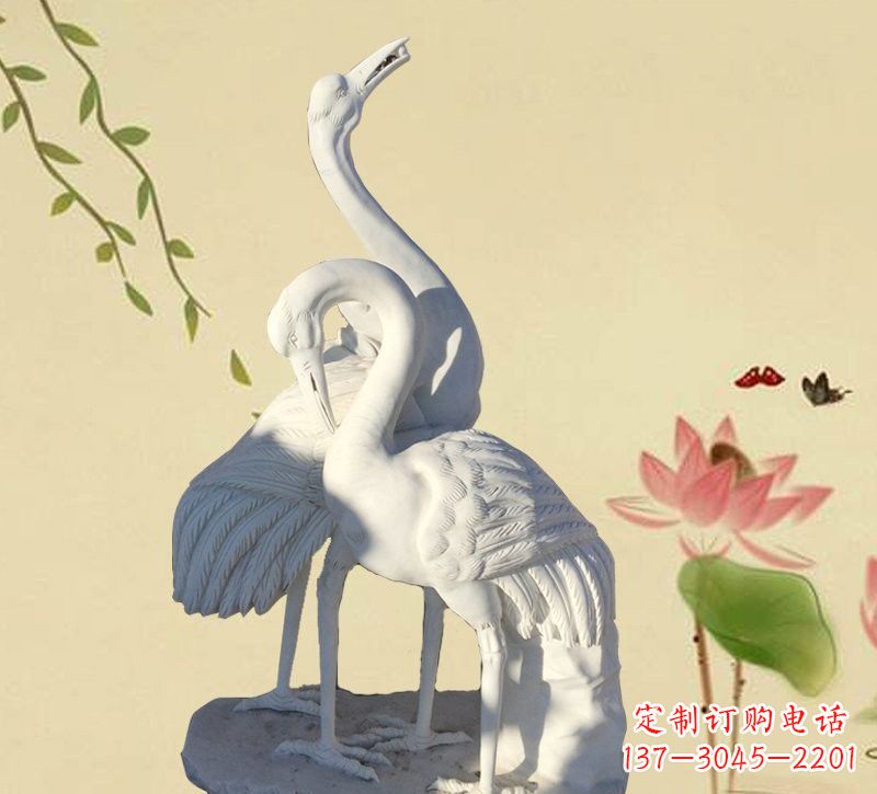 海南公园汉白玉仙鹤石雕