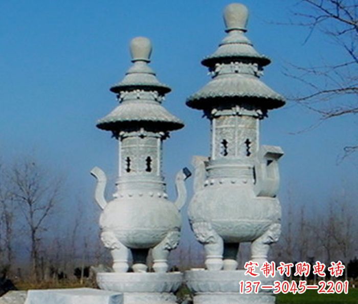 海南公园景观仿古石雕香炉