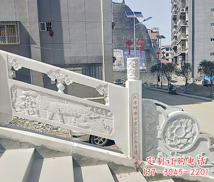 海南汉白玉石雕栏板,唯美园林装饰