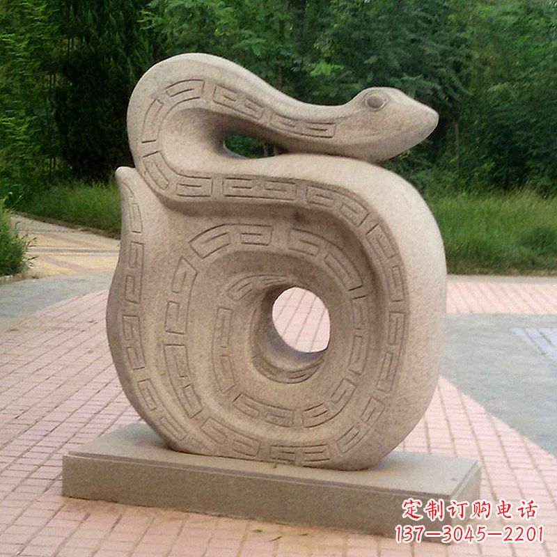 海南砂岩动物蛇雕塑