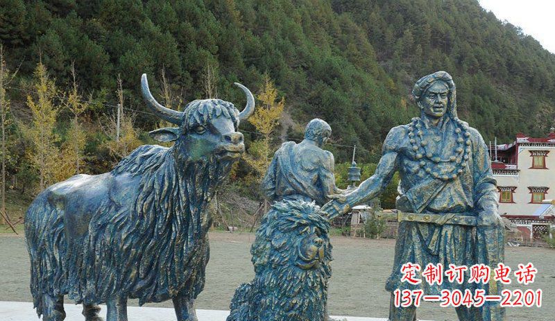 海南中领雕塑定制牦牛景观铜雕