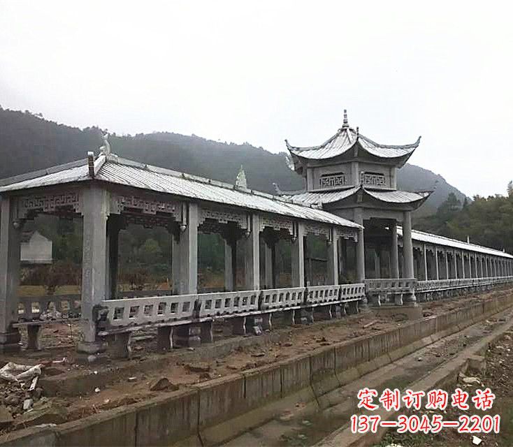 海南中领雕塑定制精美的公园石雕亭子长廊