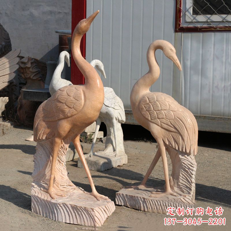 海南精美雕刻仙鹤景观石雕