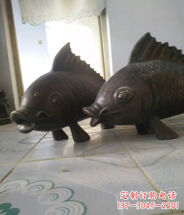 海南公园小鱼景观动物铜雕