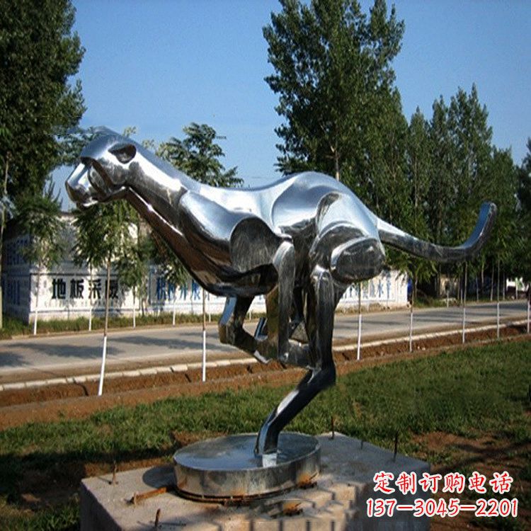 海南公园园林动物动物袋鼠拉丝不锈钢雕塑