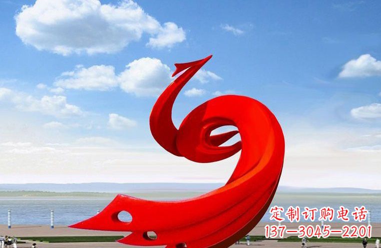 海南领雕塑:不锈钢凤凰雕塑