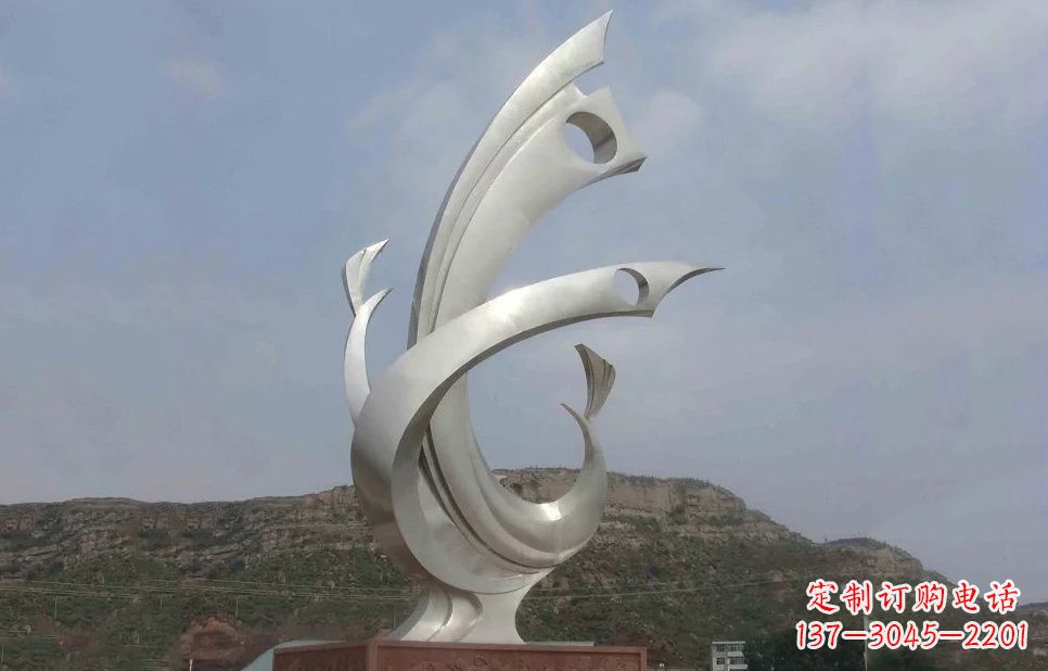 海南金羽凤凰-不锈钢抽象雕塑
