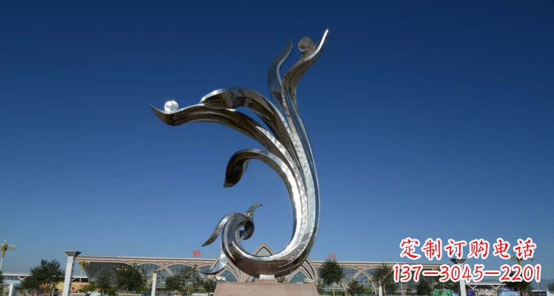 海南优雅迷人的不锈钢抽象凤凰雕塑