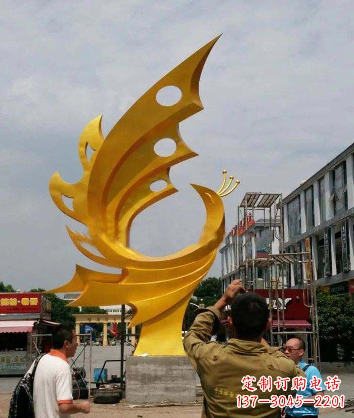 海南广场不锈钢抽象凤凰雕塑1