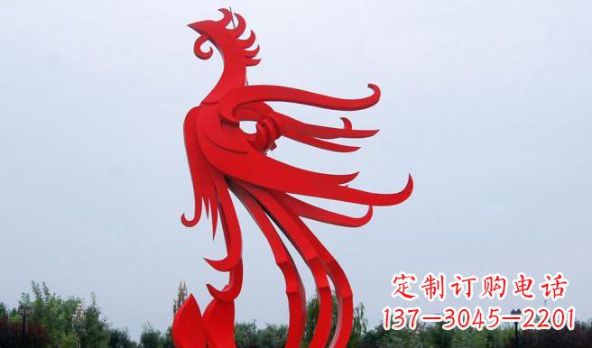 海南广场不锈钢凤凰雕塑 (3)