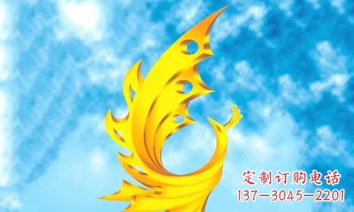 海南广场不锈钢凤凰雕塑 (4)