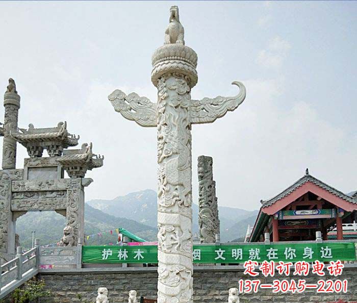 海南广场景观大理石华表石雕
