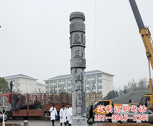 海南广场景观大理石龙柱石雕 (7)