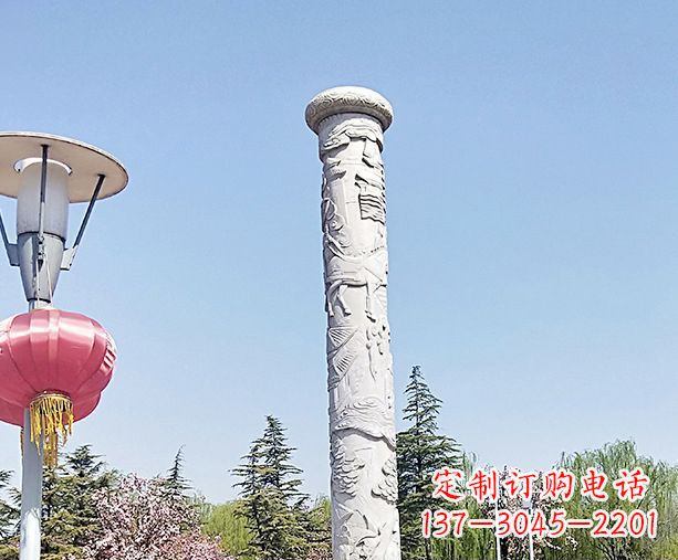 海南广场景观大理石龙柱石雕 (6)