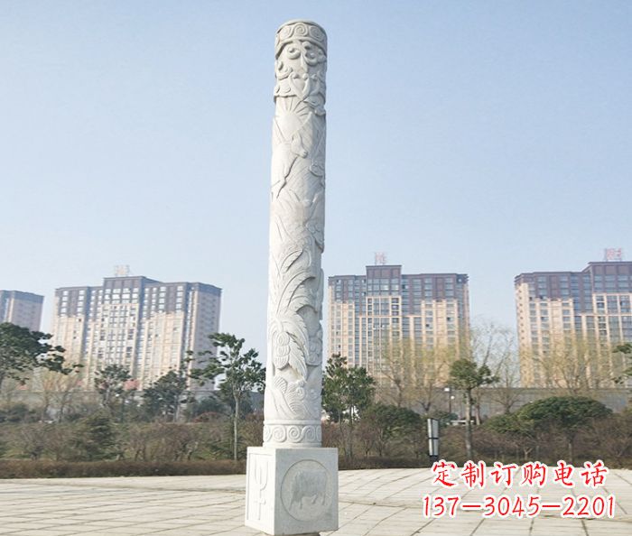 海南广场景观大理石龙柱石雕_2 (2)