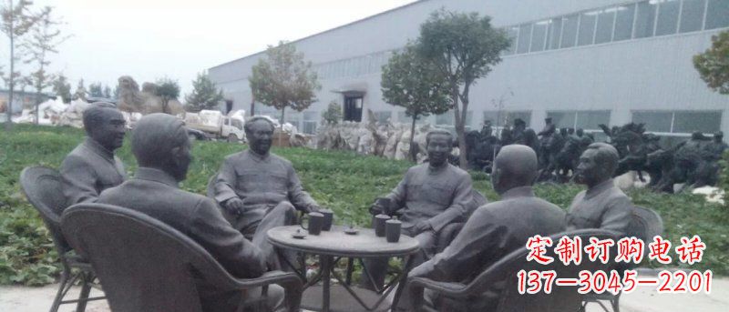 海南广场伟人喝茶人物铜雕