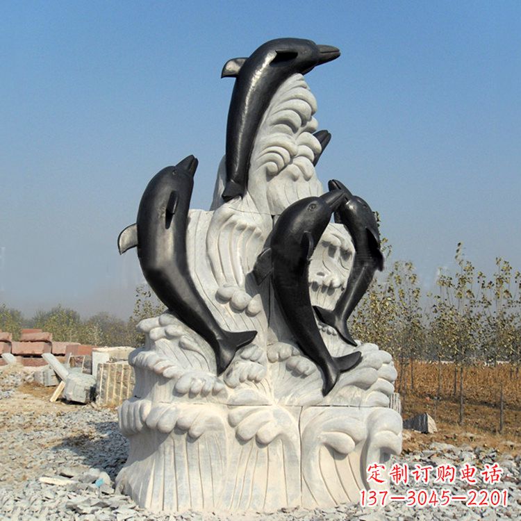 海南海豚石雕景观雕塑