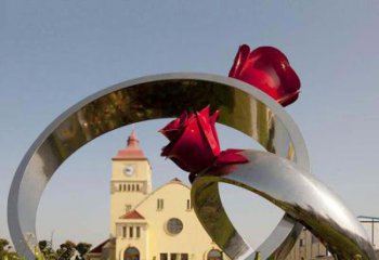 海南中领雕塑：风格独特的不锈钢玫瑰戒指雕塑