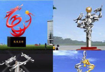 海南中领雕塑：传递意义的龙凤呈祥不锈钢雕塑