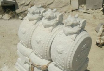 海南品质精湛的汉白玉抱鼓石招财石门墩