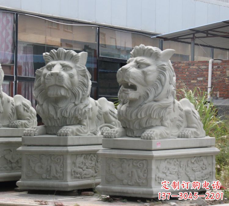 海南汉白玉狮子雕塑,欧式风格精美雕塑