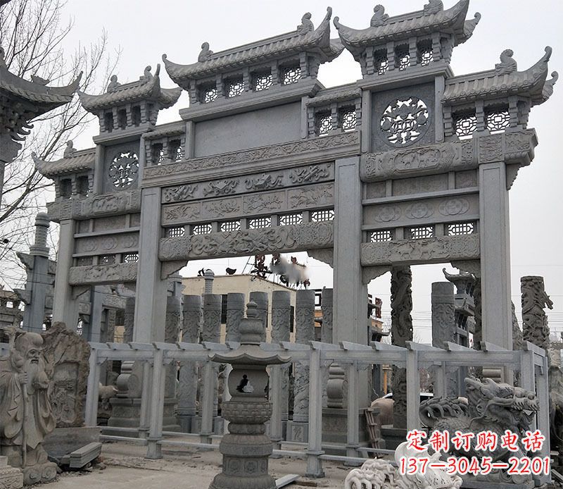 海南京中领雕塑:牌坊石雕定制