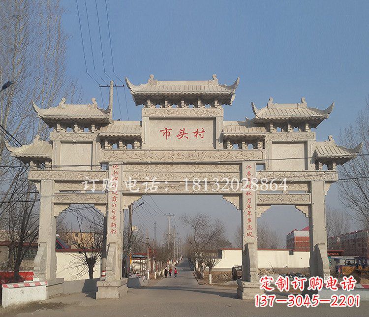 海南景区三门七楼石雕牌坊——精美绝伦的牌坊雕塑