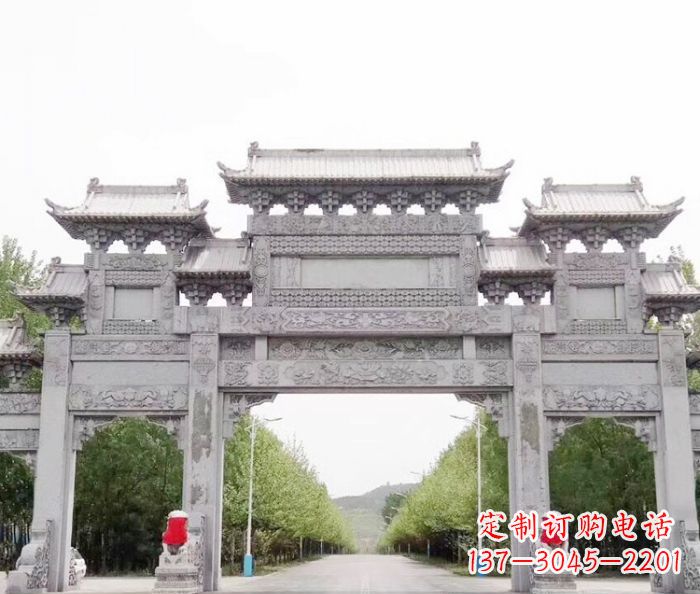 海南景区三门石雕牌坊 (5)