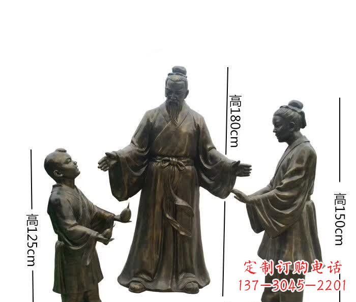 海南经典传承,孔融让梨人物铜雕