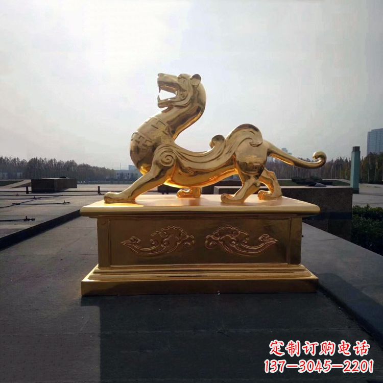 海南引领神兽,虎魂鎏金铜雕