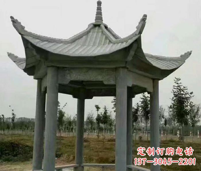 海南精美六角石凉亭雕塑