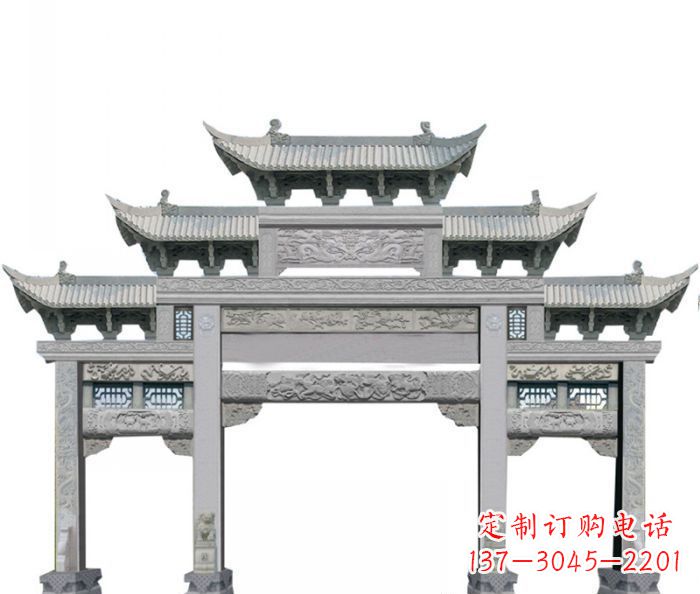 海南中领雕塑定制式牌坊石雕