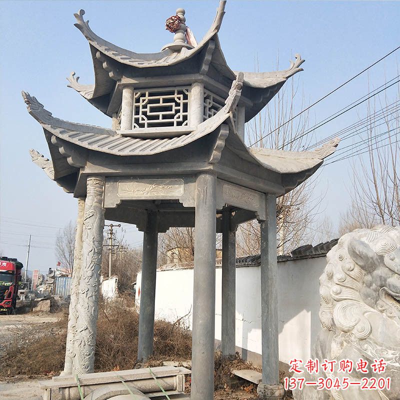 海南青石六角石凉亭