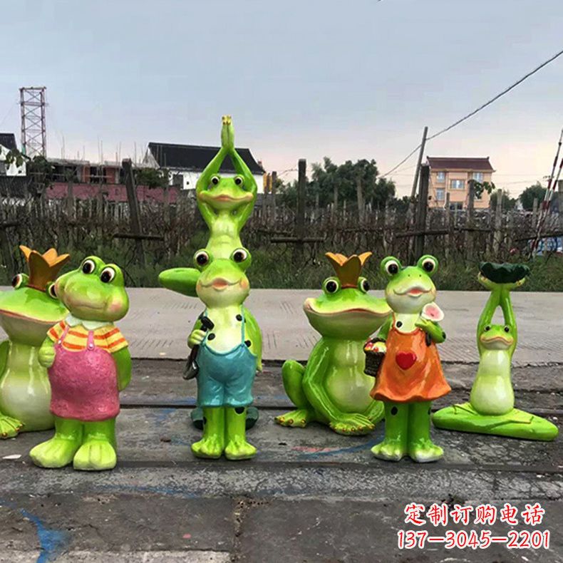 海南精美青蛙玻璃钢卡通雕塑