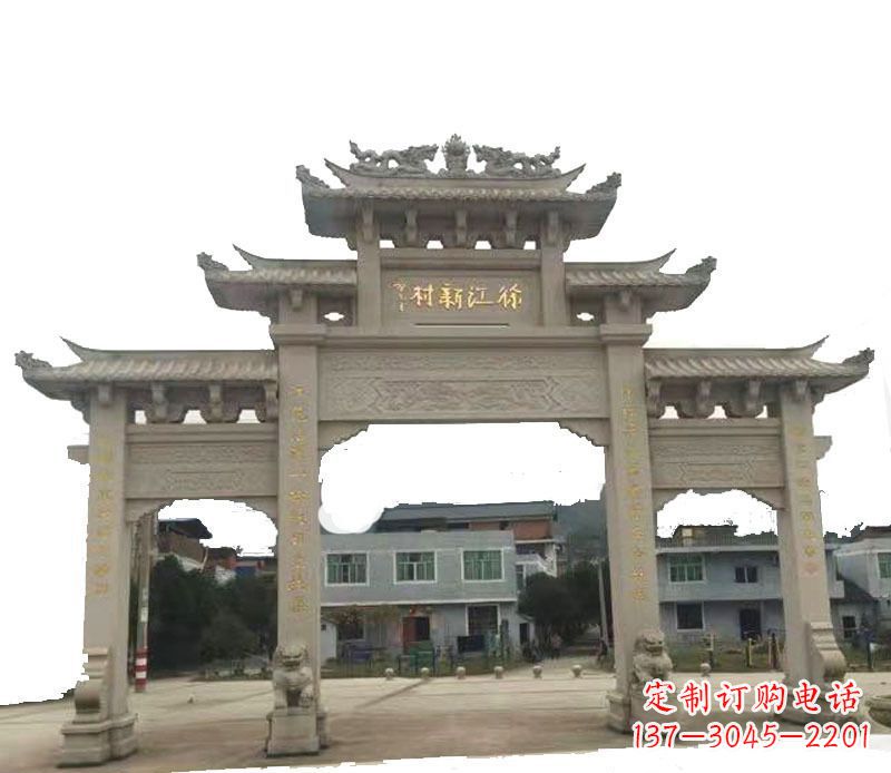 海南三门牌坊仿古石雕,雕刻精美传承传统
