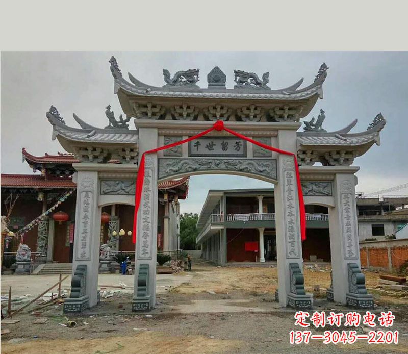 海南以传统工艺为源的独特牌坊石雕