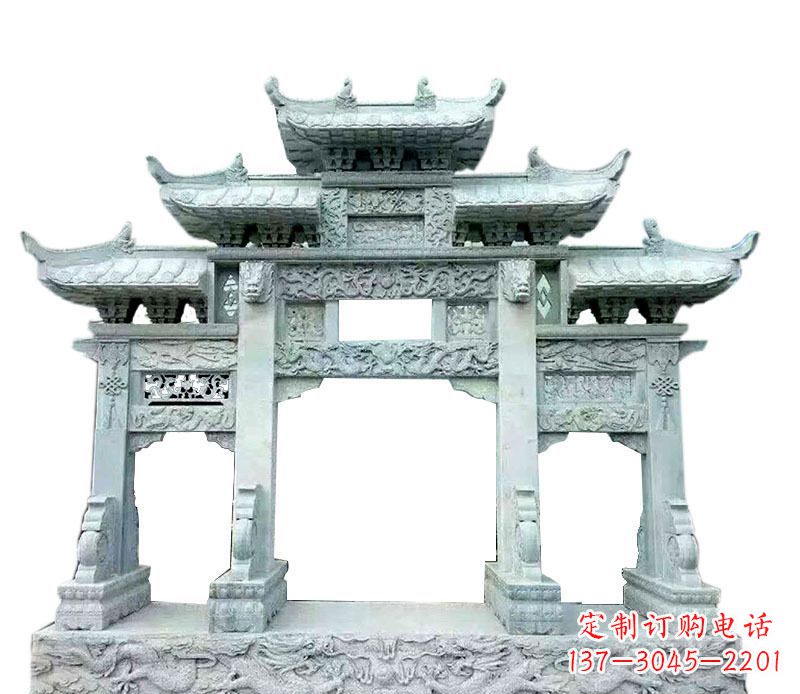 海南中领雕塑仿古牌坊石雕定制