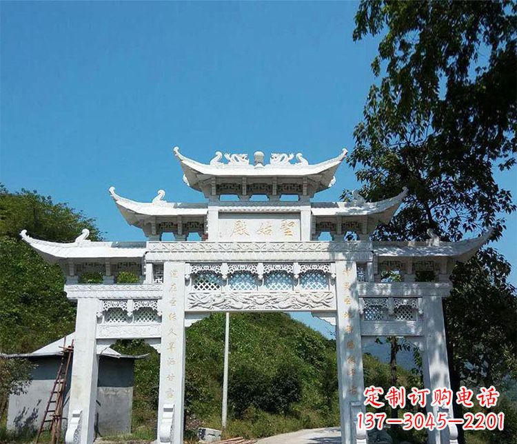海南三门五楼牌坊石雕 (2)