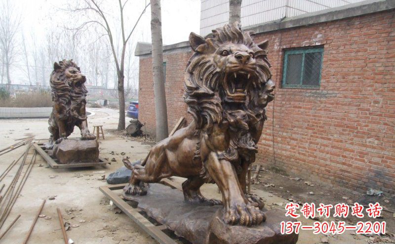 海南狮子企业动物铜雕