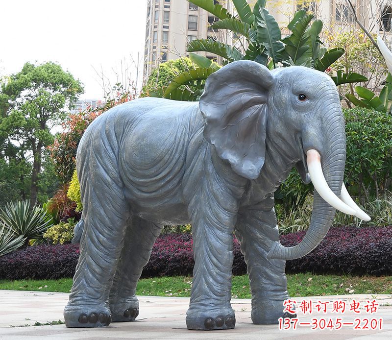 海南石雕小区动物大象