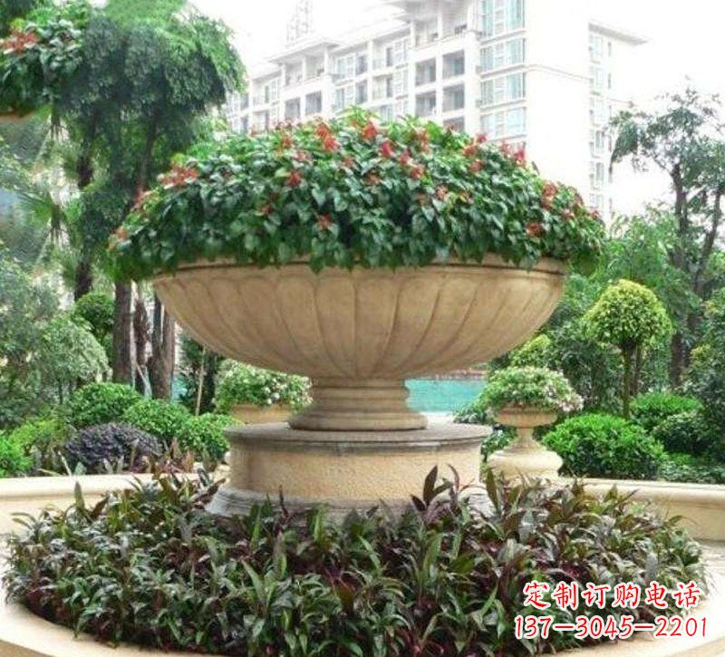 海南石雕小区花盆