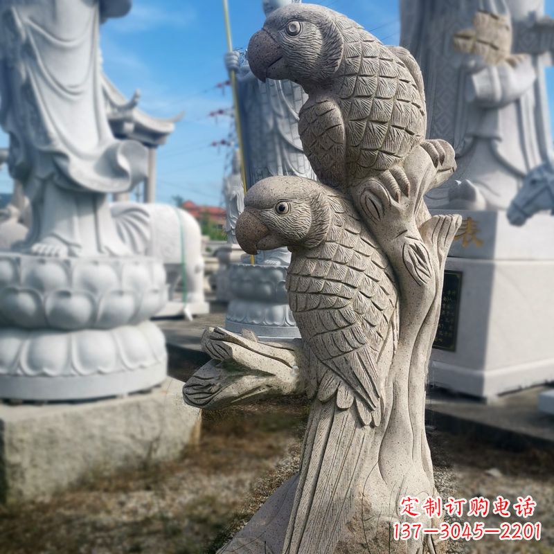 海南石雕鹦鹉景观雕塑摆件