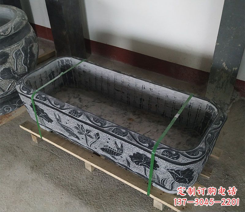 海南石浮雕鱼缸仿古鱼缸石雕