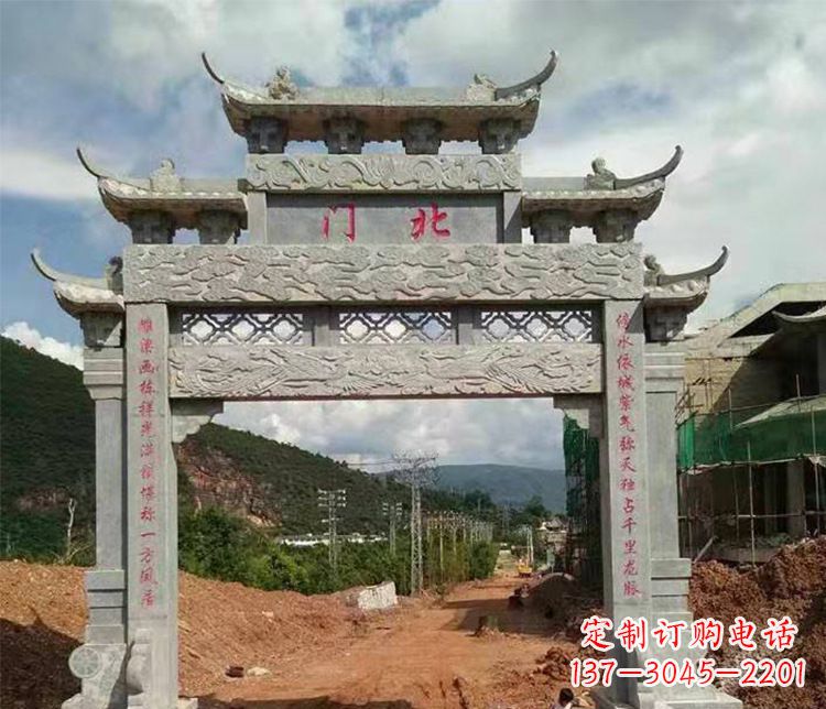 海南石牌坊单门牌坊石雕