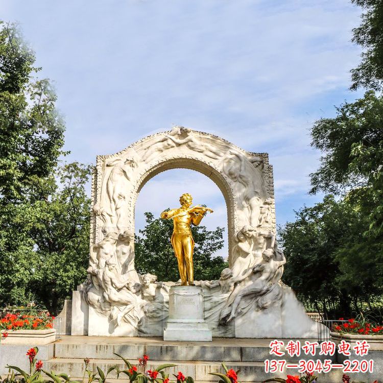 海南世界名人古典主义作曲家莫扎特公园铜雕像